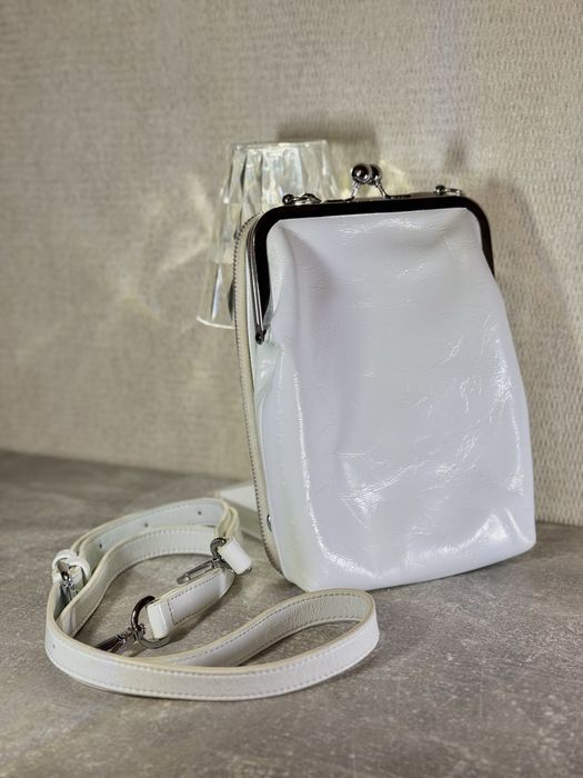 Стильна шкіряна сумочка Polina & Eiterou (Біла) – натуральна шкіра