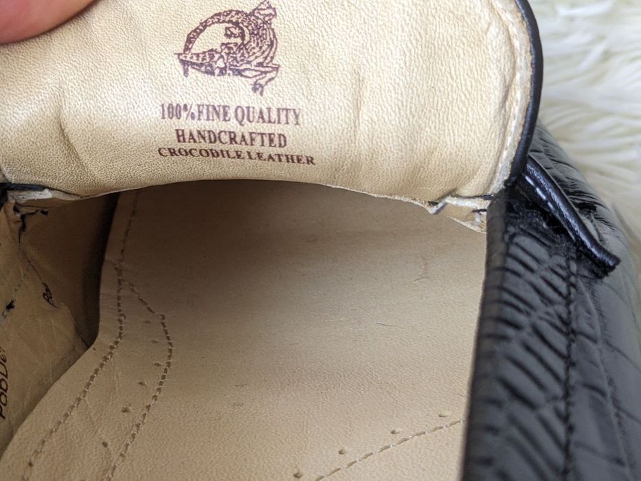 Лофери Pab Der шкіряні туфлі чоловічі зі шкіри крокодила чорні люкс