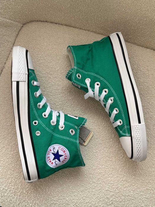Зелені конверси жіночі кеди високі Converse All Star Chuk