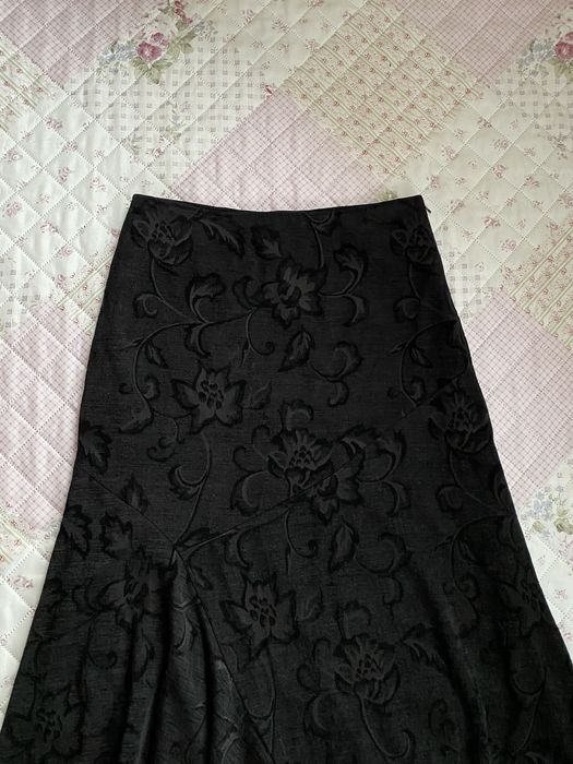Czarna długa maxi spódnica w kwiaty M 38 L 40 vintage alternative