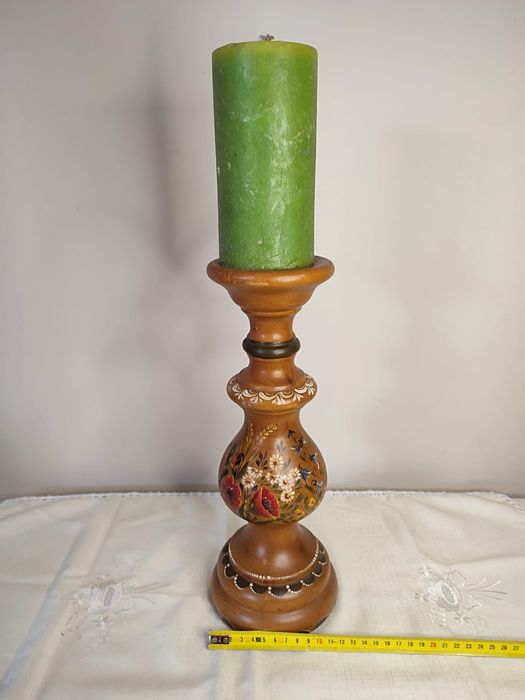 Castiçal de Madeira pintado à mão