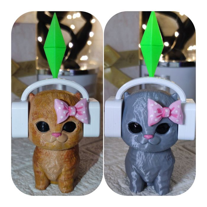 Котик в наушниках Sims | мем фигурка | Sims cat meme