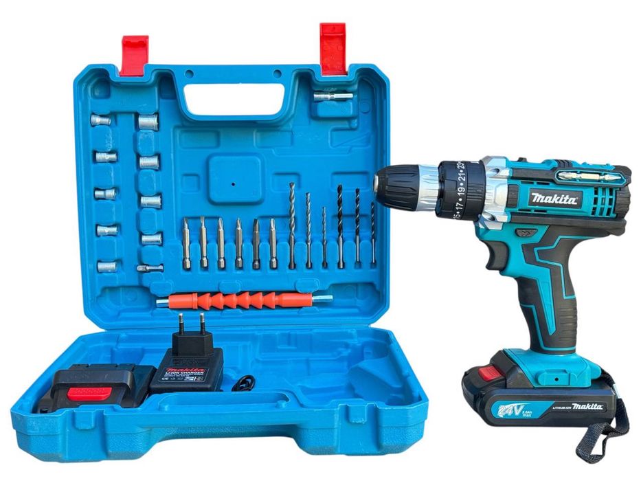 Акумуляторний шурупокрут Makita Li-ion 24 В різними насадками та кейс