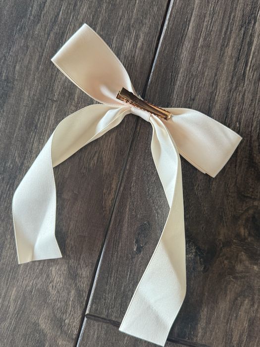 Kokarda do włosów beżowa beige spinka akcesoria hair ribbon
