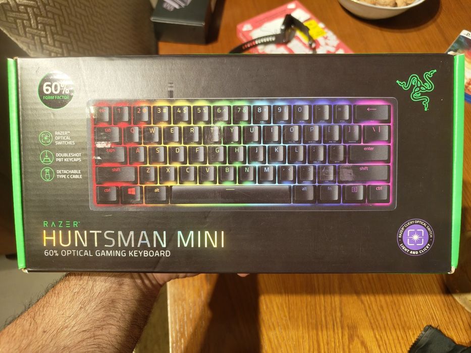 Teclado Razer Huntsman Mini com cabo e caixa originais