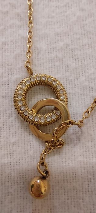 Colar Círculos Entrelaçados c/ Brilhantes, Aço