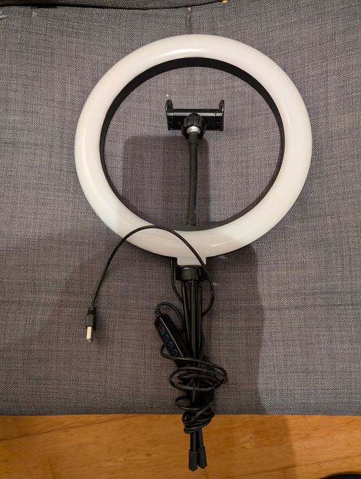 Anel de luz fotográfico para secretária