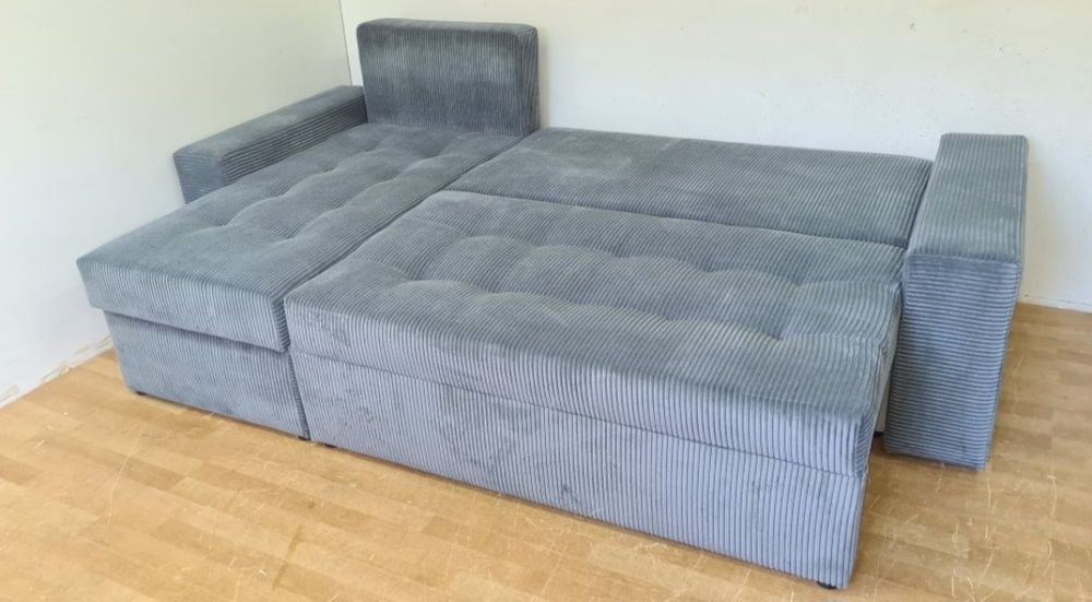 Nowy Narożnik sprężyny automat sztruks welur plusz kanapa sofa