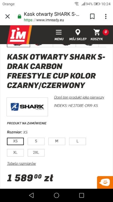 KASK Carbon SHARK S-DRAK Motocyklowy Rozmiar XS- Polecam