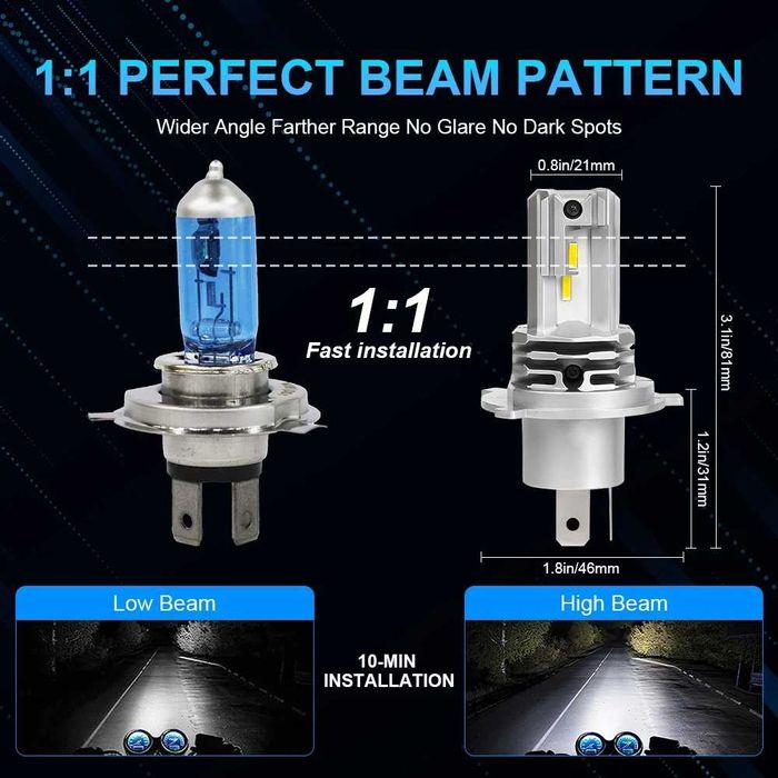 LED лампа H4 авто мото лед свет 6500K 120w  светодиодные лампы н4 12V
