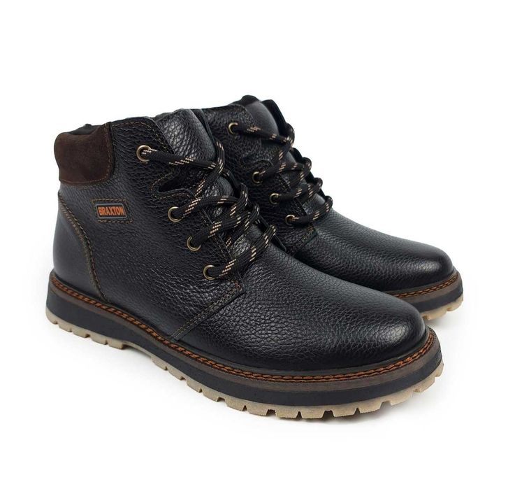 Якісні чоловічі зимові черевики натуральна шкіра та хутро BRAXTON боти