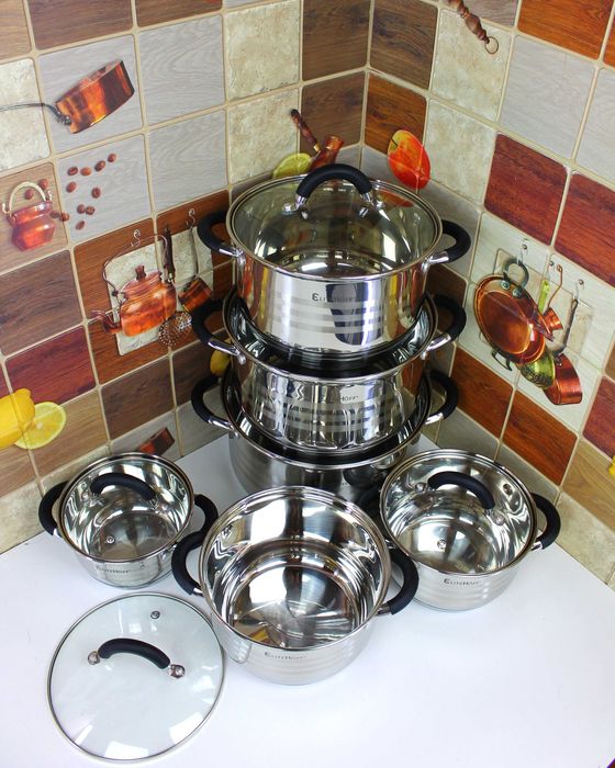 Zestaw 6 Garnków – Stal Nierdzewna, Silikonowe Uchwyty, Indukcja