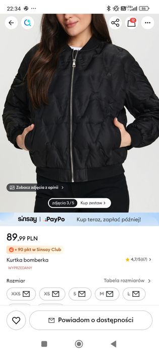 Kurtka Bomberka pikowana