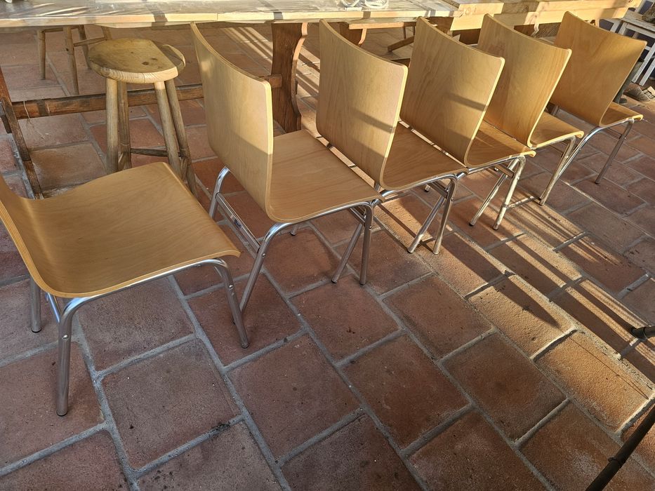6 Cadeiras de madeira e pés em inox
