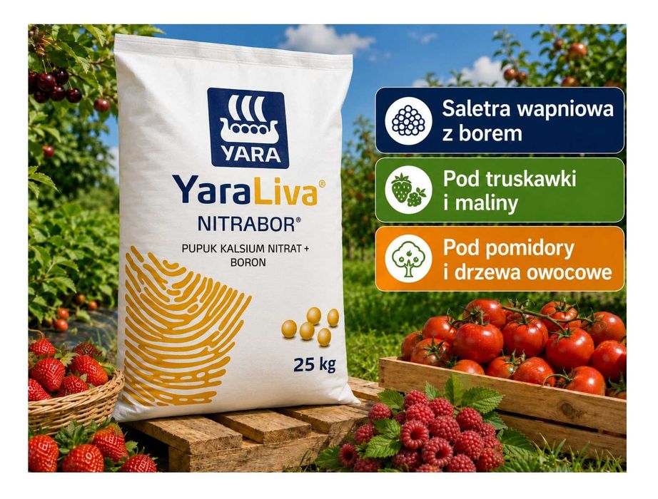 Nawóz YaraLiva Nitrabor 25 kg | Saletra Wapniowa z Borem | Nawóz pod truskawki | Nawóz pod maliny | nawóz pod wiśnie | nawóz pod jabłonie, pomidory