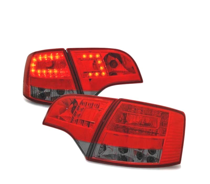 FAROLINS TRASEIROS LED AUDI A4 B7 AVANT 04-08 VERMELHO FUMADO