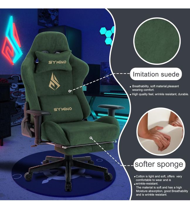 Fotel gamingowy z podnozkiem regulowany obrotowy Symino fotel biurowy