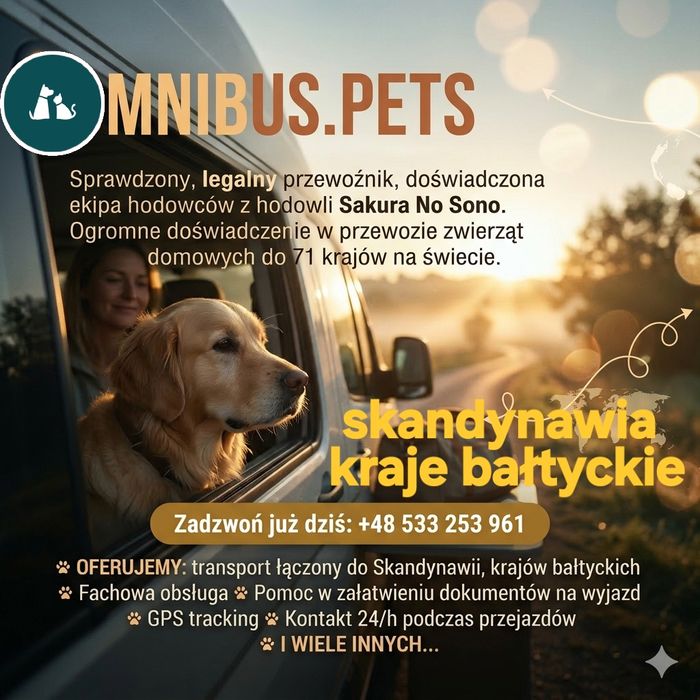 Przewozy  zwierząt domowych Polska - Szwecja Finlandia