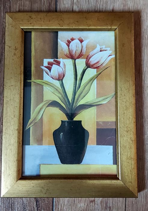 Obrazek  maly z kwiatem i  2 małe  jesienne