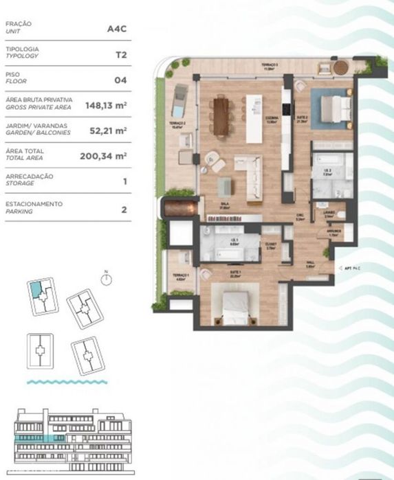 Apartamento T2 com piscina, Cascais