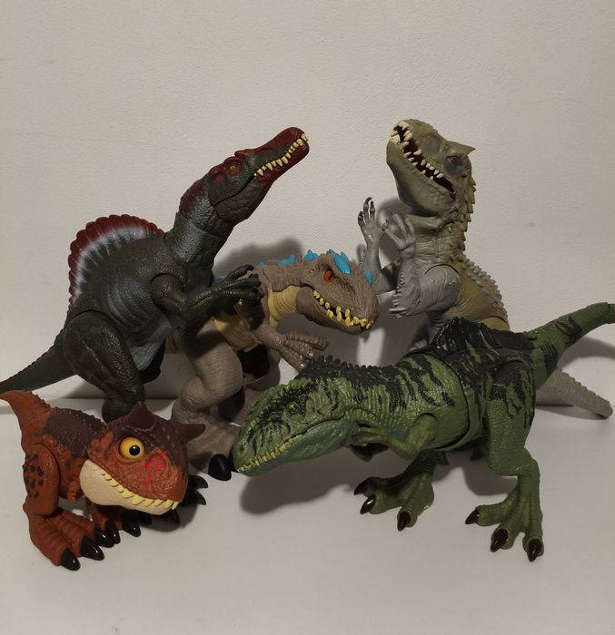 Jurassic World dinosaur figurki Mattel dinozaury toys Jurassic Park Hasbro spinozaur, indominus rex