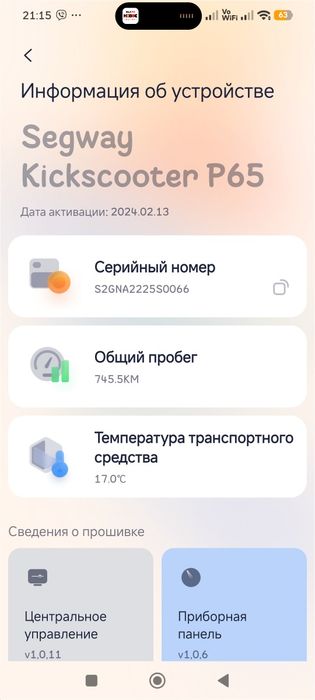Электросамокат ninebot Segway p65