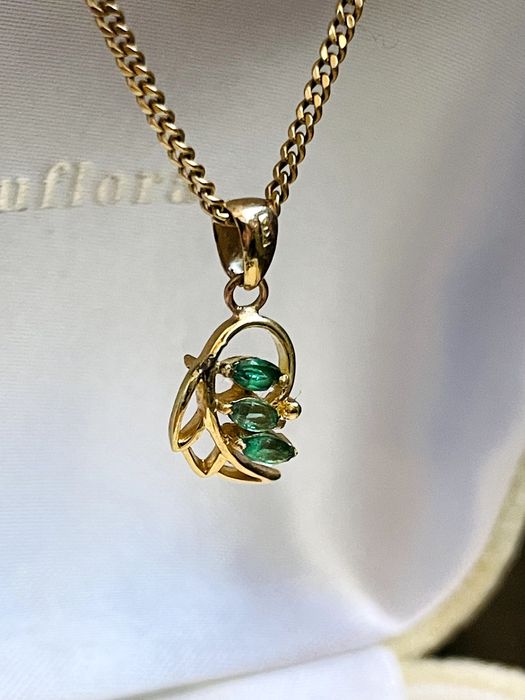 кулон винтажный k18 emerald