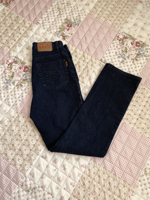 Granatowe proste jeansy S 36 elastyczne basic