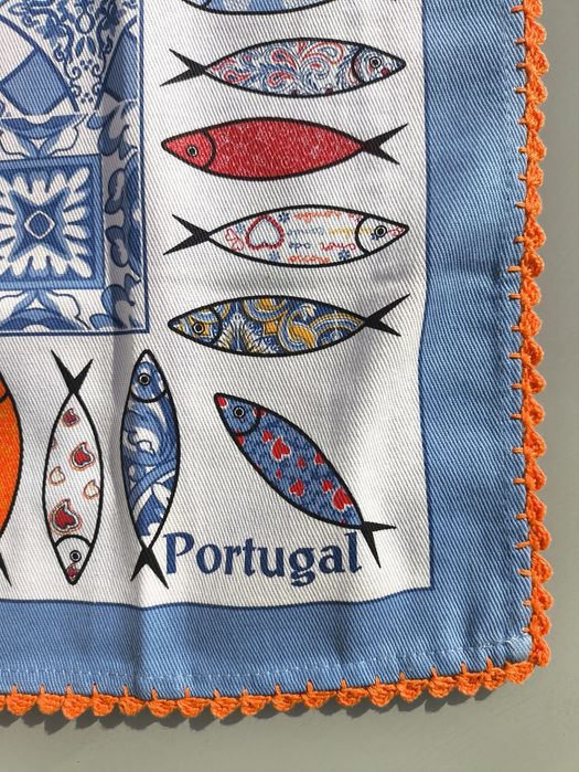 Pano de cozinha/decorativo em algodão croché feito à mão