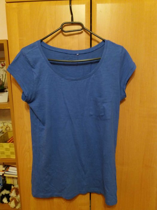 Niebieski t-shirt Sinsay 40 L bawełna