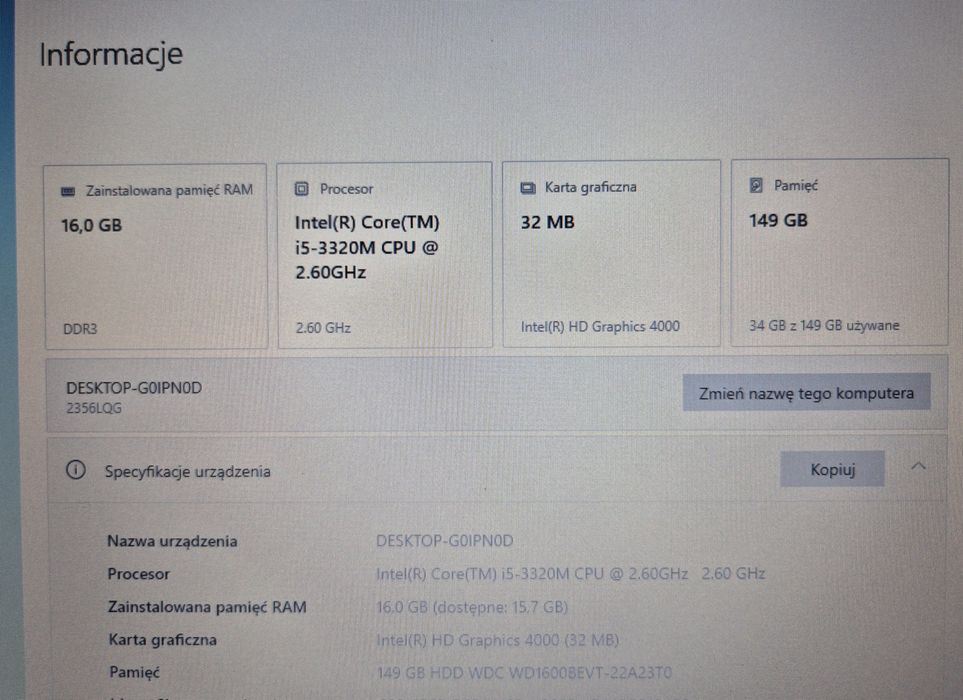 Laptop Lenovo ThinkPad T430s 16gb DDR3, Intel I5-3320M 2.6Ghz,