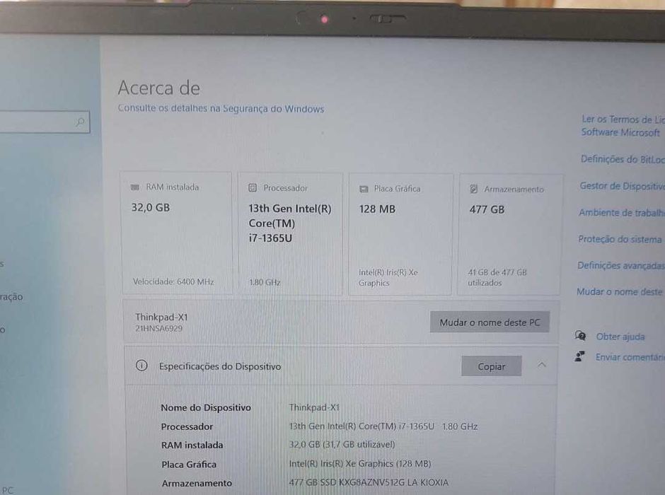 Portatil Lenovo ThinkPad X1 Carbon Gen 11 | i7 | 32GB RAM | 512GB SSD