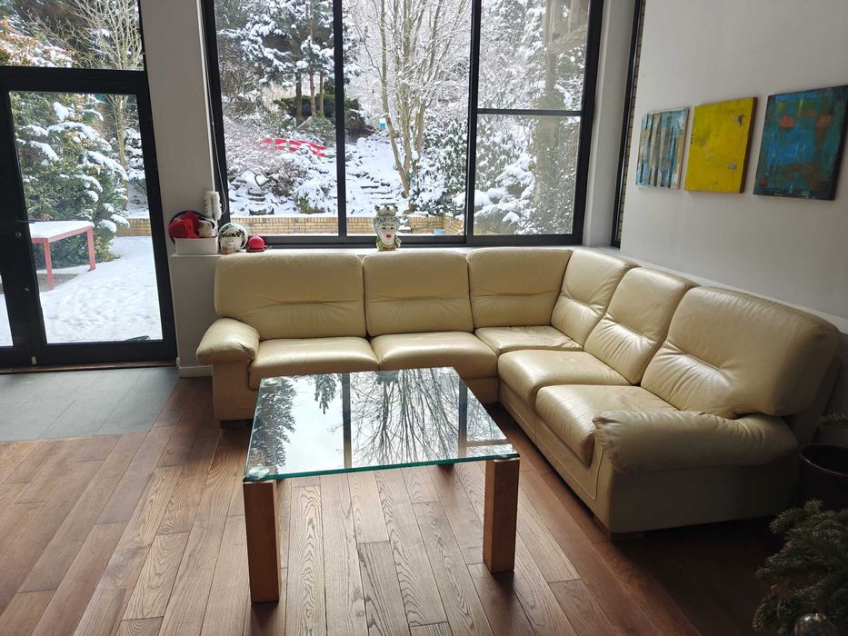 Unikatowy Set Vintage: Narożnik + Fotel Lounge Italian Butter Leather