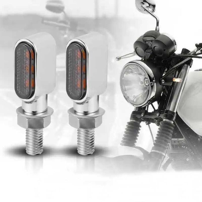 Par Piscas minimalistas ambar 3 LEDs metal cafe racer chopper bobber