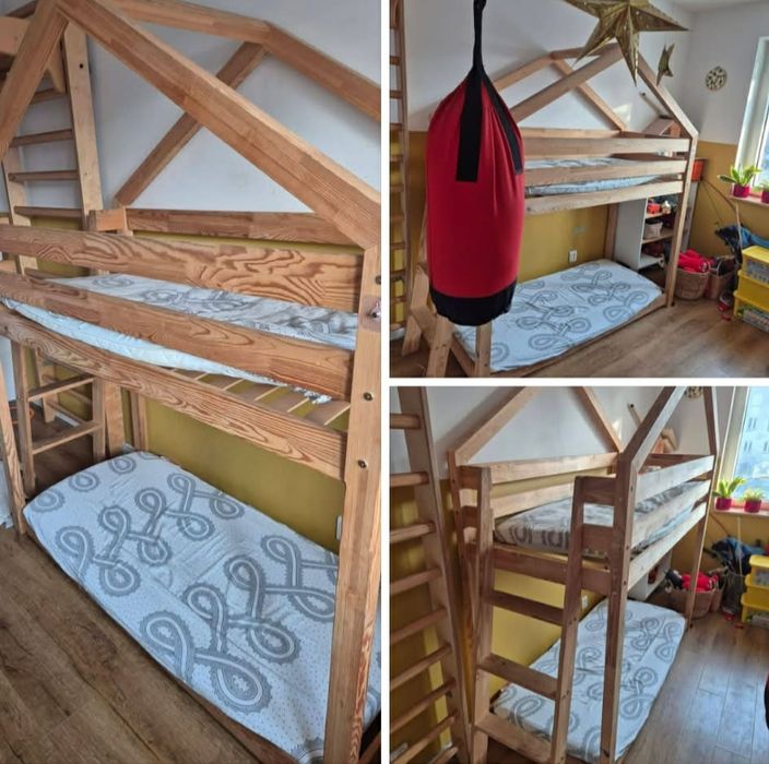 Łóżko piętrowe drewniane solidne