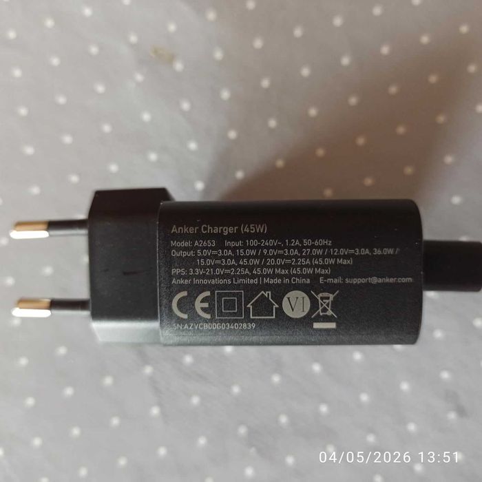 Carregador Rápido Anker 45W + Cabo USB-C (1.5m)