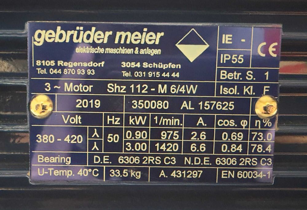 Novo motor elétrico trifásico de 2 velocidades