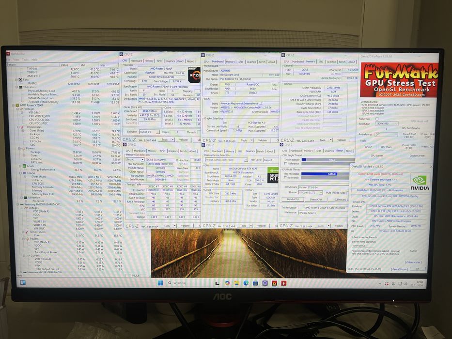 Komputer / RTX 4070 / 5 7500F / 16GB RAM / 1TB SSD