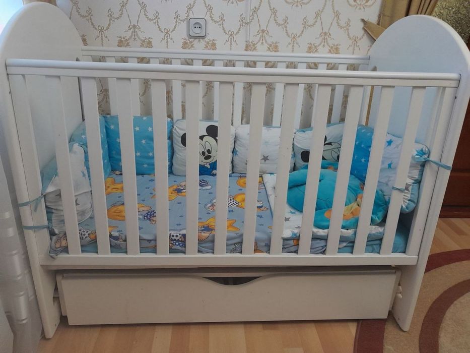 Дитяче ліжечко ВЕРЕС з матрацом та ящиком | ідеальний стан