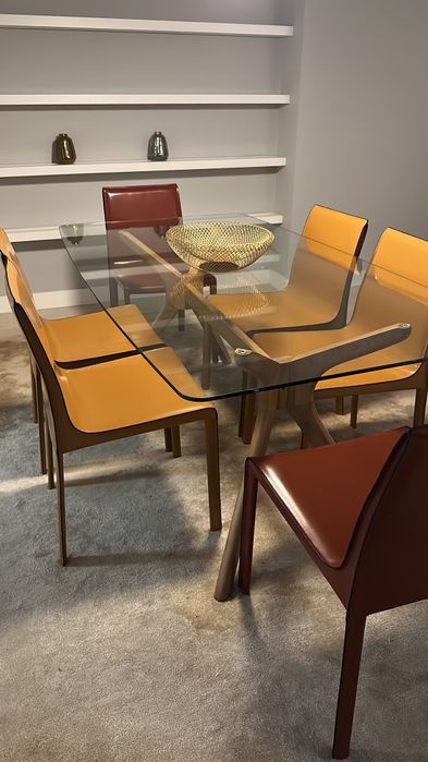 Mesa de Jantar em Vidro e Madeira Maciça Verdadeira | Sem Cadeiras | 300€
