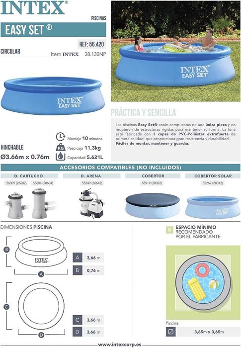 Intex Easy Set Piscina insuflável usada uma vez