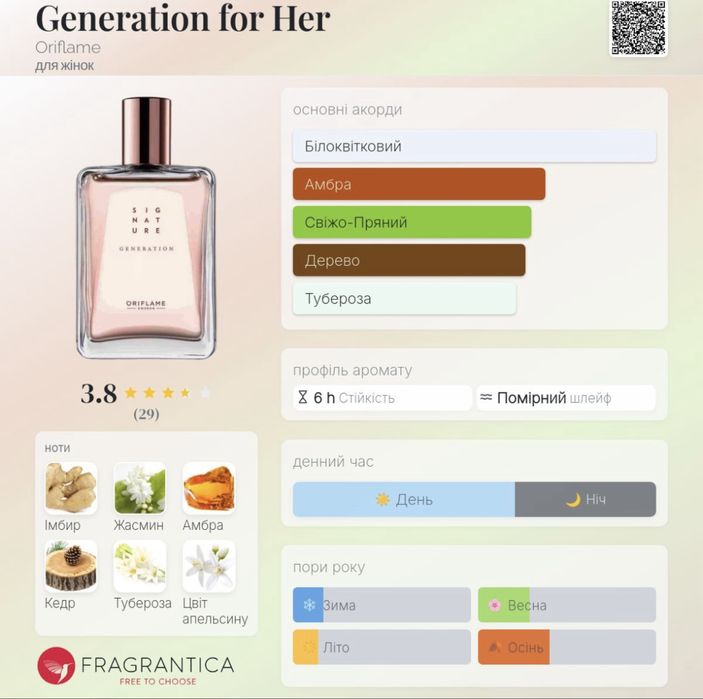 Продам туалетну воду Generation for Her Oriflame