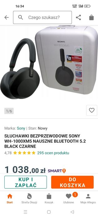 Słuchawki bezprzewodowe SONY WH-1000XM5