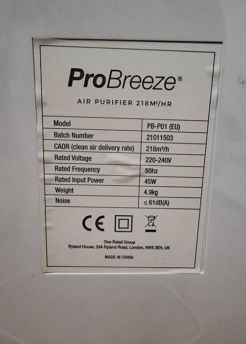 Pro Breeze - Purificador de ar 5 in 1 com prefiltro HEPA