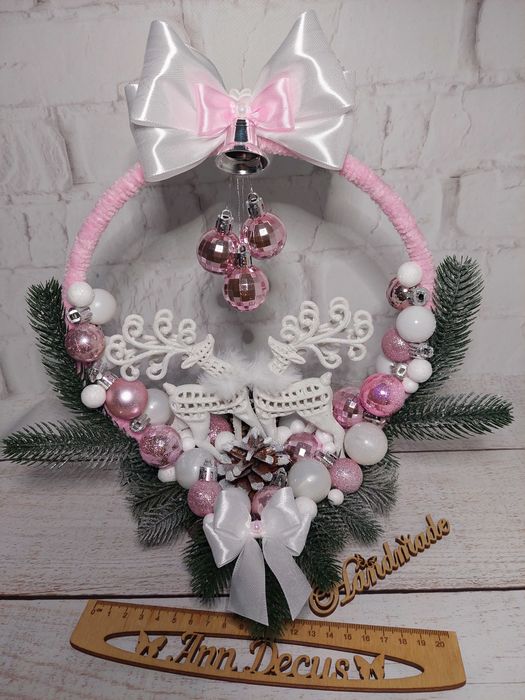 Dekoracja świąteczna z reniferem. Stroik na stół. Handmade