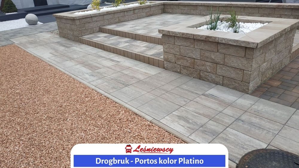 Kostka brukowa DROGBRUK-Portos PLATINO na taras/podjazd/schody 6cm