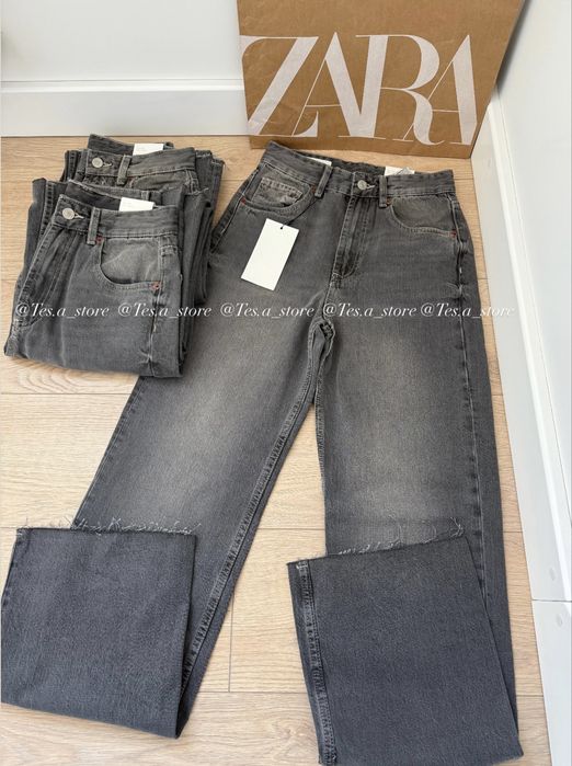 Джинси Zara Wide Leg антрацитовий сірий