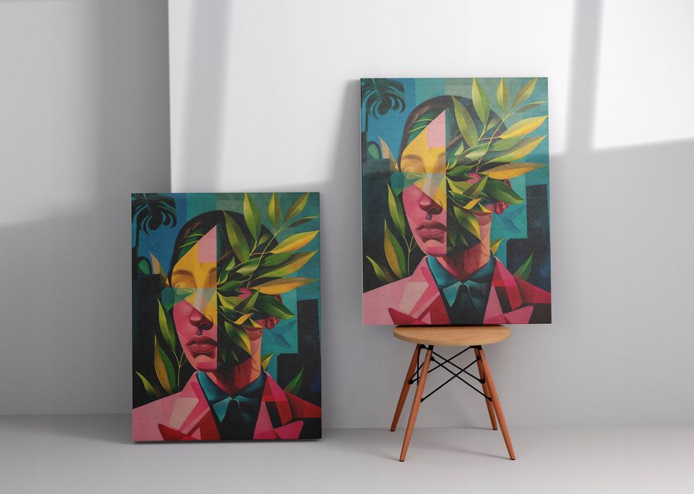 Obraz na płótnie "Kobieta roślin w abstrakcji" 45x60 cm