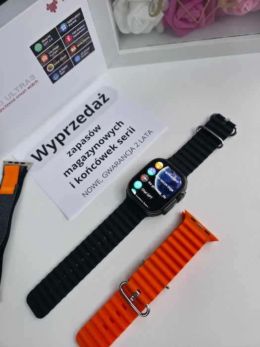 Smartwatch HK Ultra 3 AMOLED 2,12", połączenia, sport, – NOWY