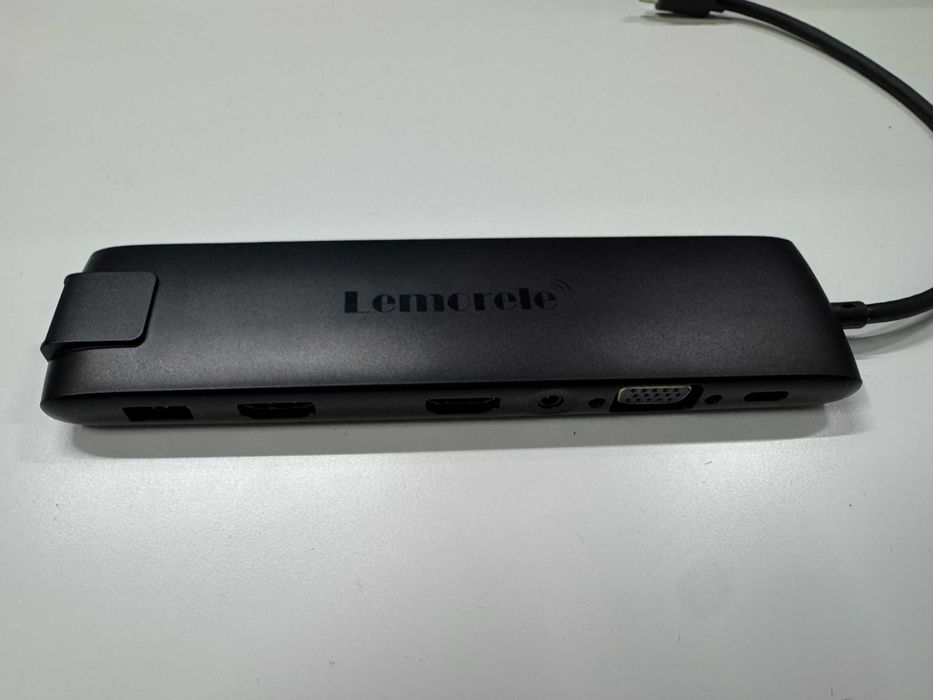Hub USB-C Lemorele com HDMI, VGA e várias portas – Ideal para portátil